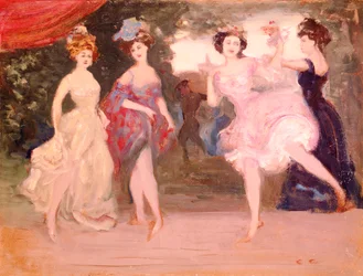 Four Dancing Girls on the Stage